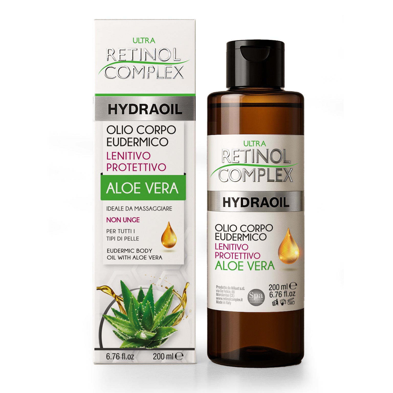 RETINOL COMPLEX - OLIO CORPO EUDERMICO LENITIVO PROTETTIVO ALOE VERA. 200ml