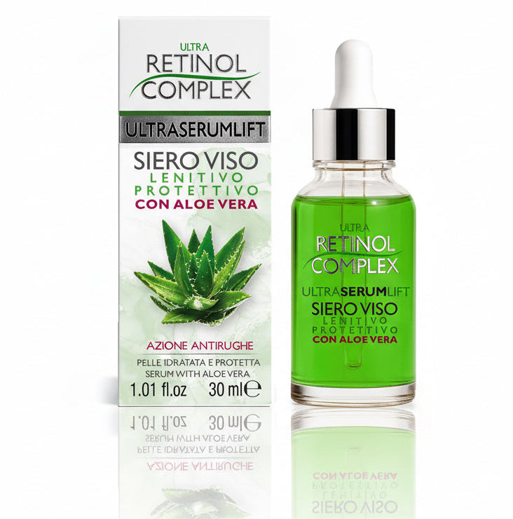 RETINOL COMPLEX - SIERO VISO
AZIONE ANTIRUGHE CON ALOE VERA. 30ml
