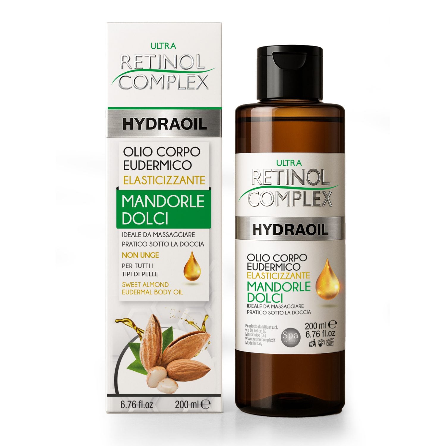 RETINOL COMPLEX - OLIO CORPO EUDERMICO ELASTICIZZANTE MANDORLE DOLCI. 200ml