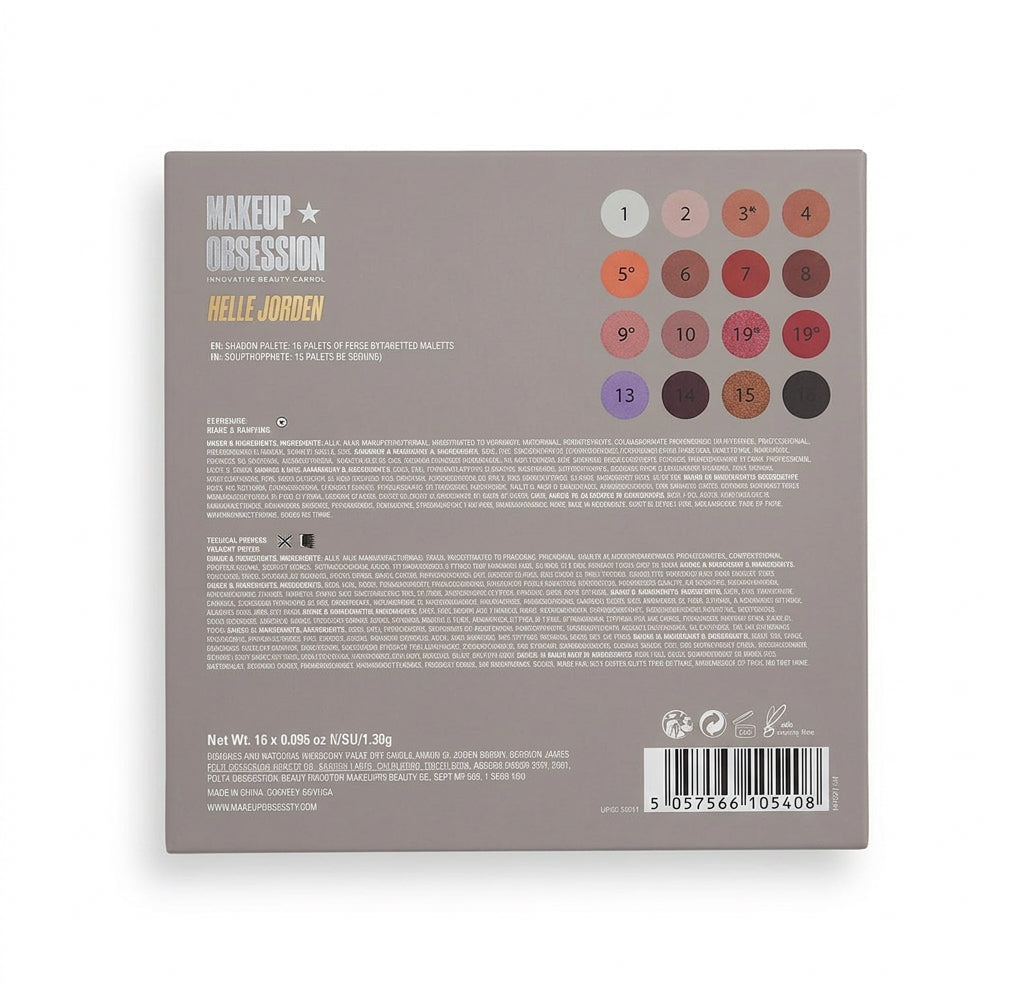 MAKEUP REVOLUTION MAKEUP OBSESSION BELLE JORDEN – PALETTE OMBRETTI 16 COLORI