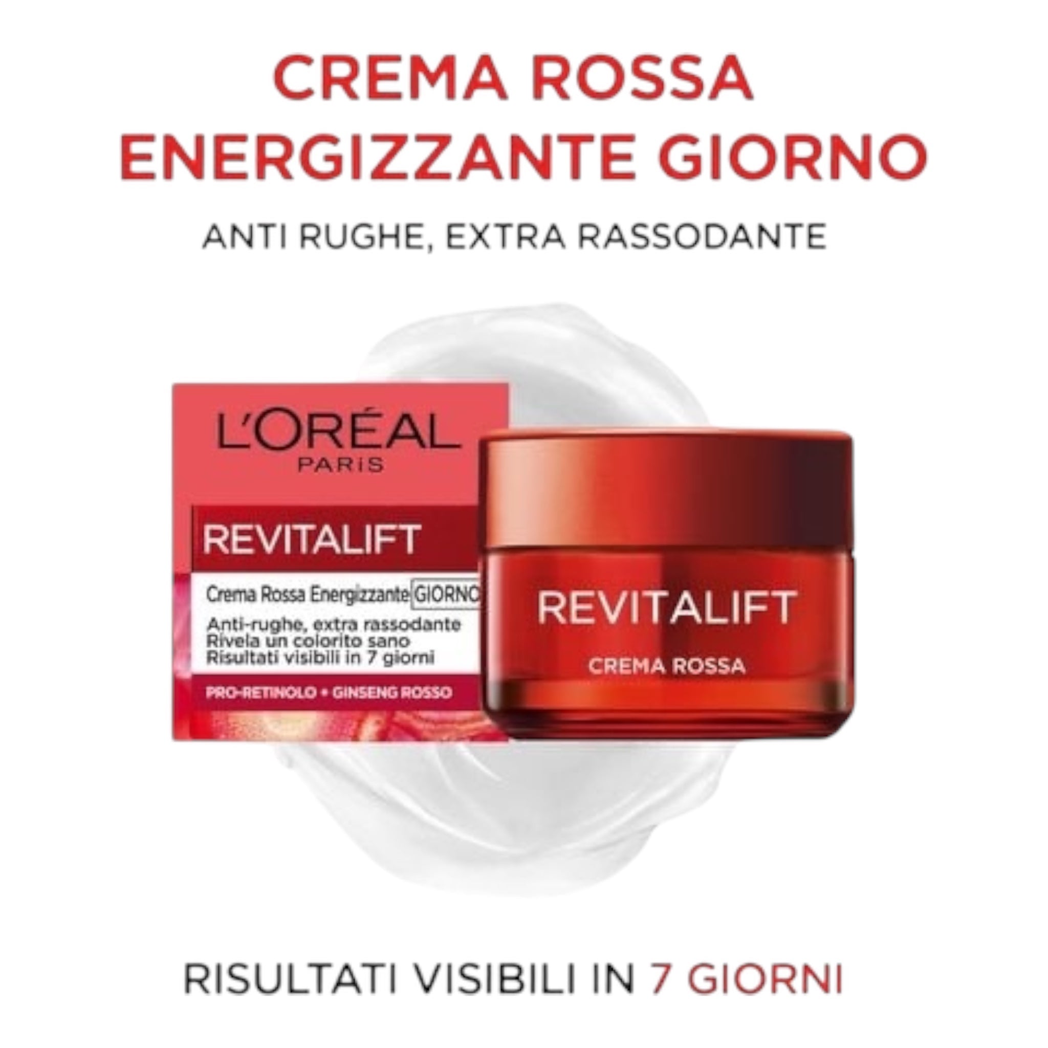 L’OREAL PARIS - CREMA ROSSA ENERGIZZANTE REVITALIFT CON GINSENG ROSSO. 50ml